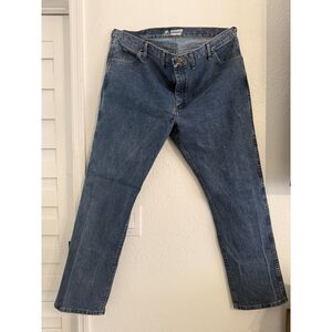 Wrangler Advanced Comfort Jeans Mens 47x34 Blue Straight Leg Stretch Denim